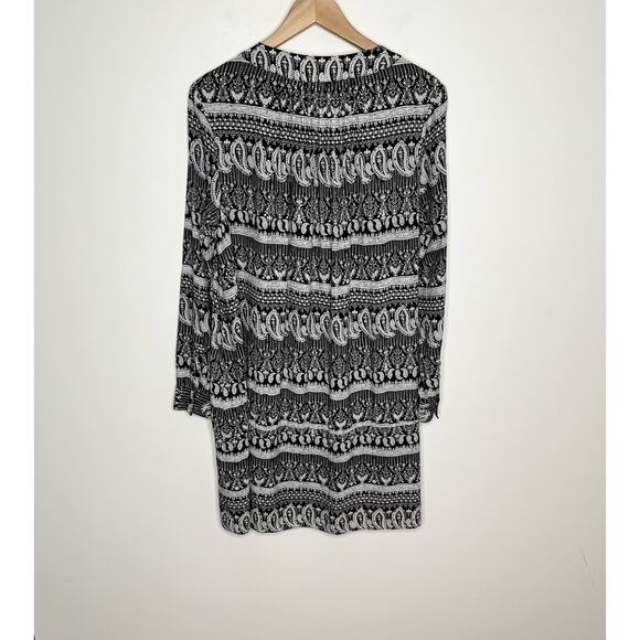 Thakoon Collection Womens Paisley Mini Dress 6 Black Long Sleeve V Neck Pullover - Picture 10 of 12